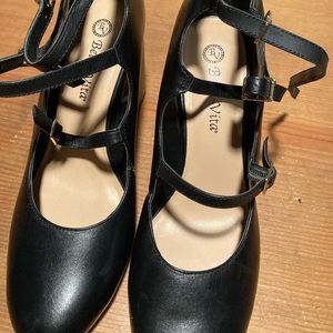 Black strappy high heels